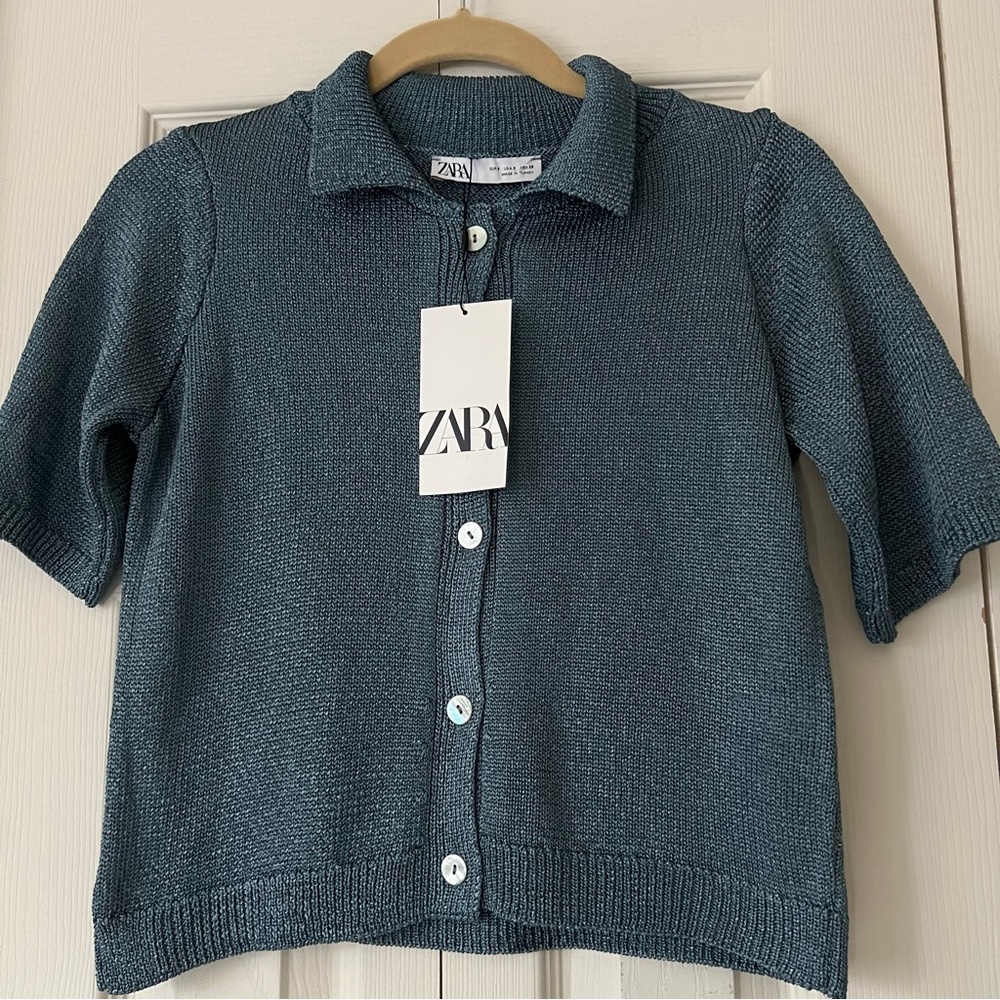 Zara women's Blue Knit Shirt size S - Picture 6 of 6
